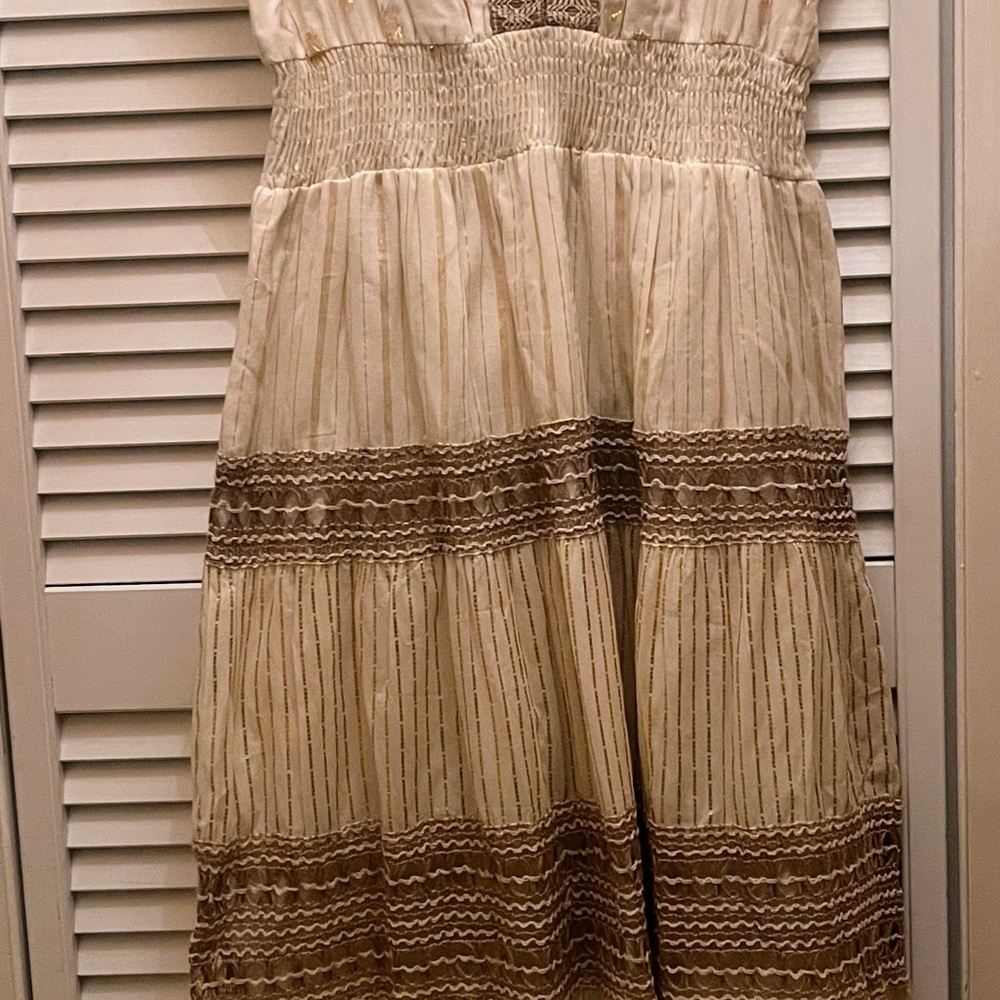 Striped Cream and Brown Dress